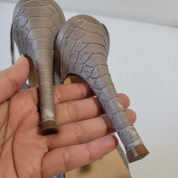 Cole Haan X Nike Air Gray Snakeskin Peep Toe Platform Slink Back Shoes Sz 8B - Picture 7 of 12